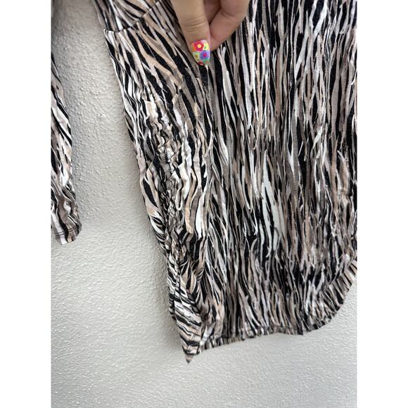 Womens Motherhood Maternity Blouse Size Small Brown Striped 3/4 Sleeve V-Neck - Picture 4 of 10